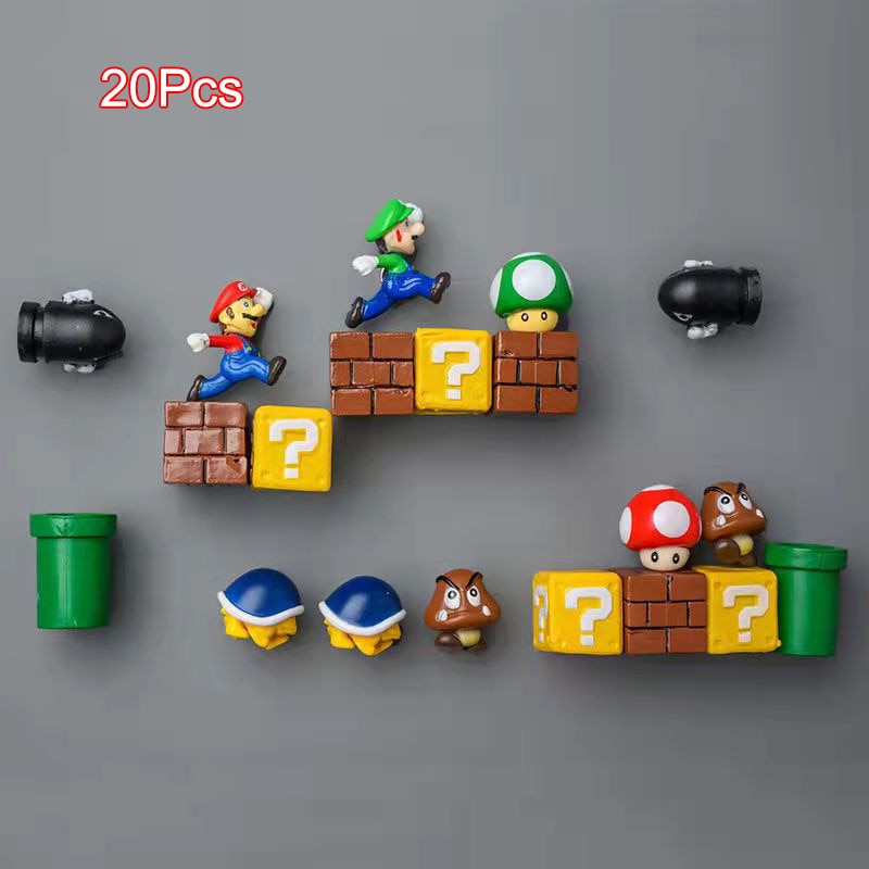 Nintendo Super Mario Magnetic Fridge Magnet Scene Set