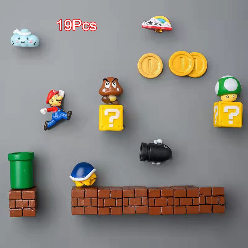 Nintendo Super Mario Magnetic Fridge Magnet Scene Set