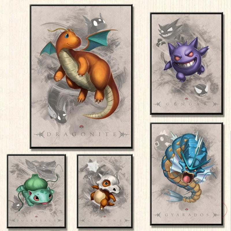 Pokemon Inspired Canvas Art - Various Characters & Sizes