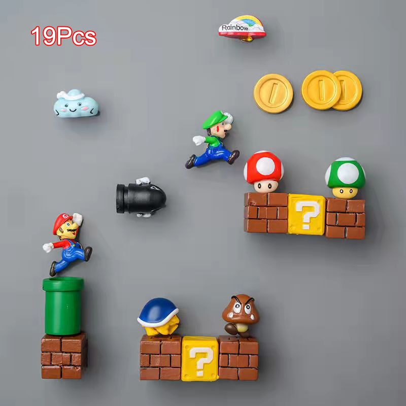 Nintendo Super Mario Magnetic Fridge Magnet Scene Set