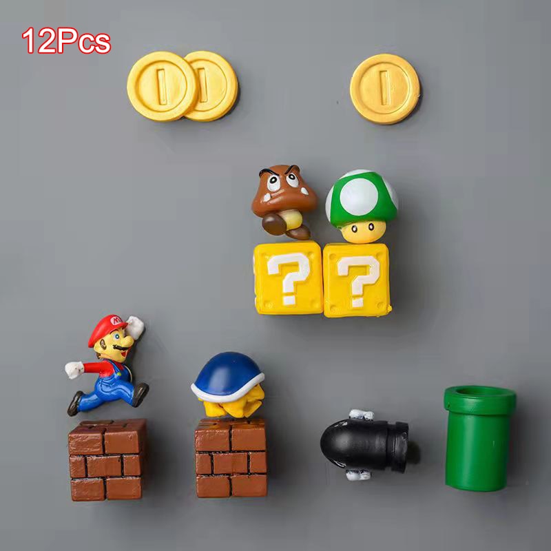 Nintendo Super Mario Magnetic Fridge Magnet Scene Set