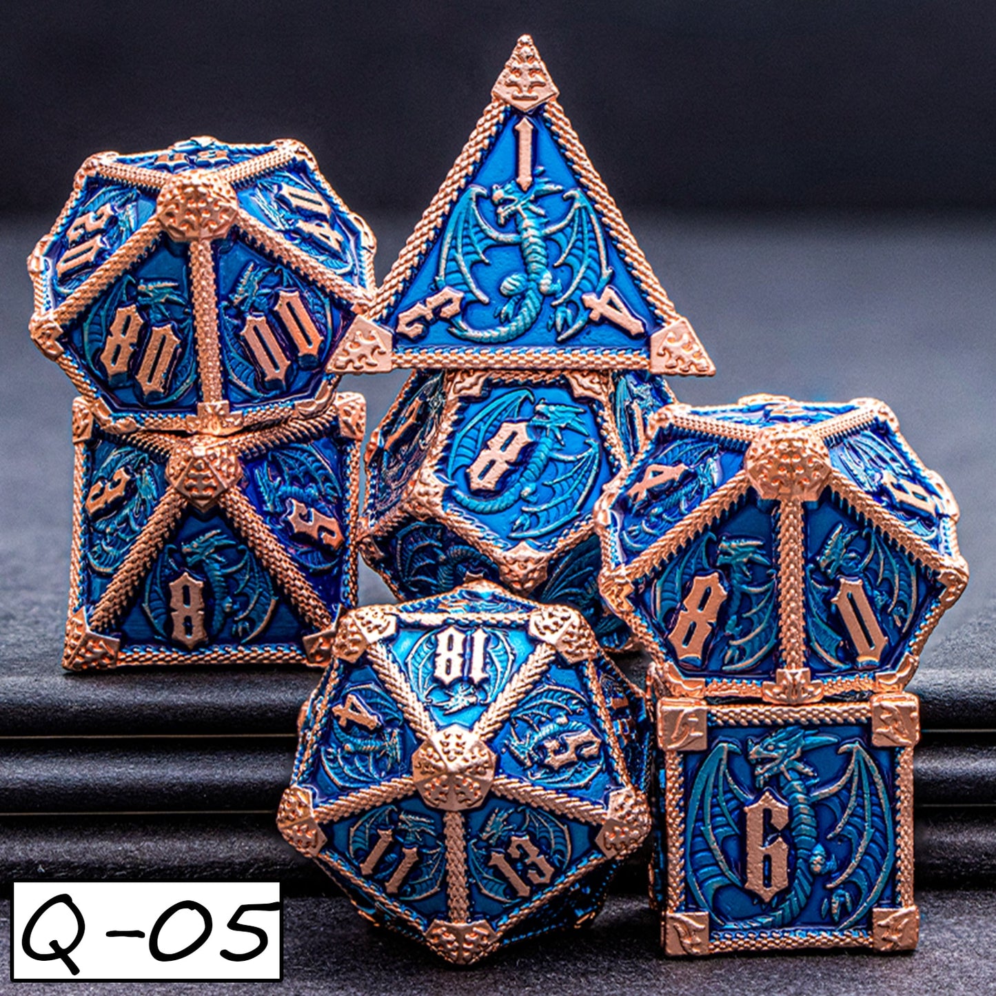 DND Dungeons & Dragons Polyhedral Metal Dragon Board Game Dice - Various Colours