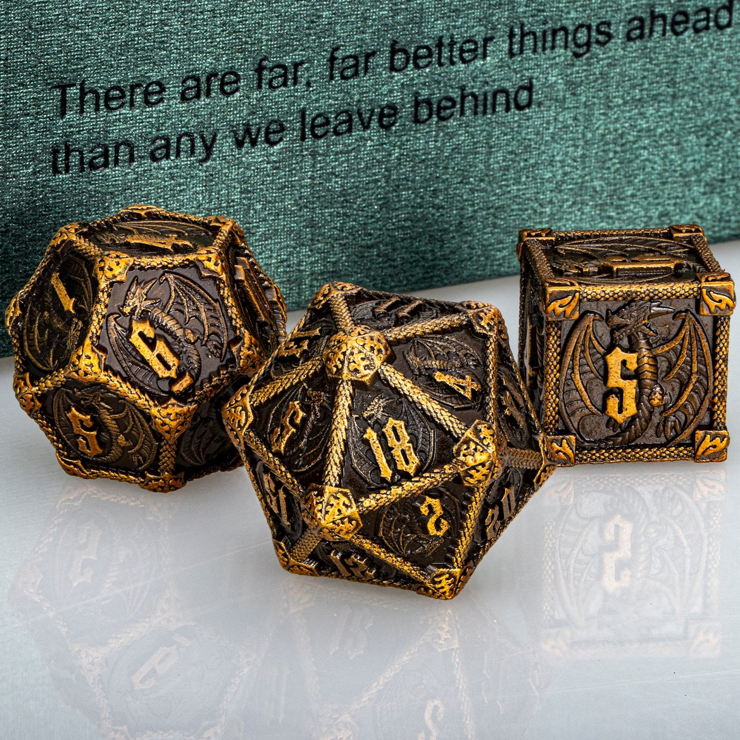 DND Dungeons & Dragons Polyhedral Metal Dragon Board Game Dice - Various Colours