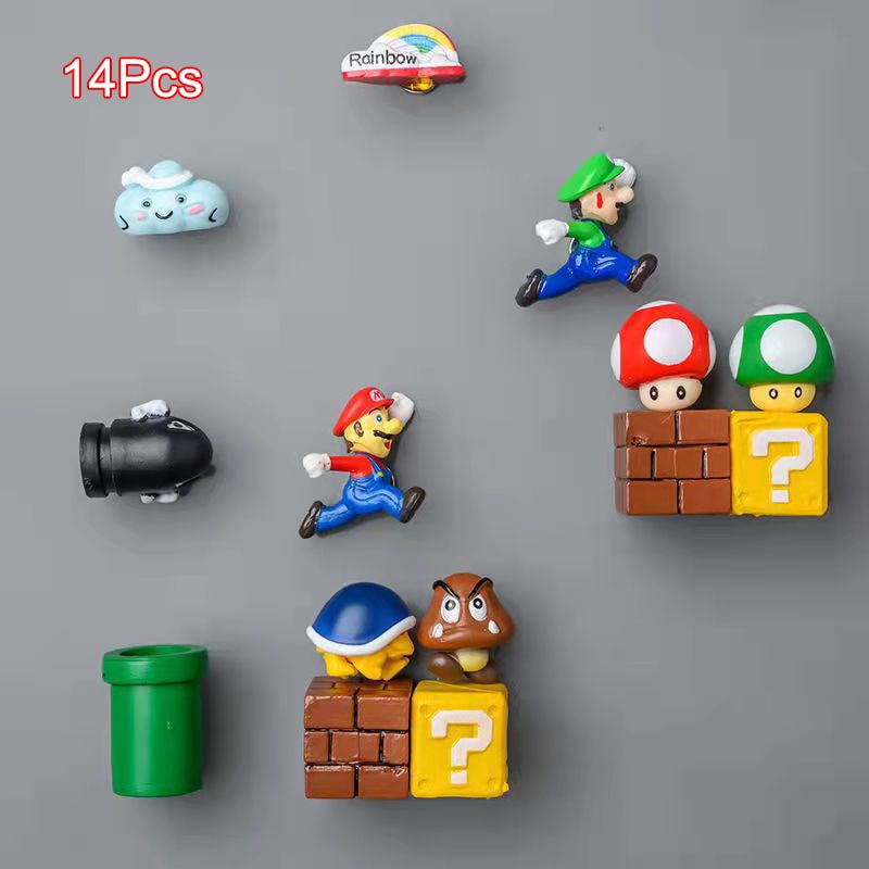 Nintendo Super Mario Magnetic Fridge Magnet Scene Set