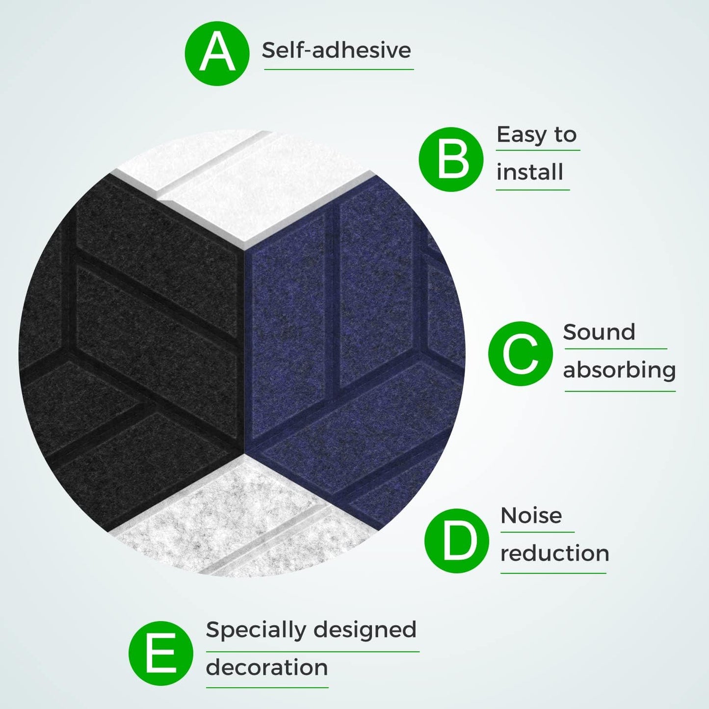 Self Adhesive Sound Proof Foam Acoustic Hexagon Panels (12pcs/Pack) - 4 Colour Options