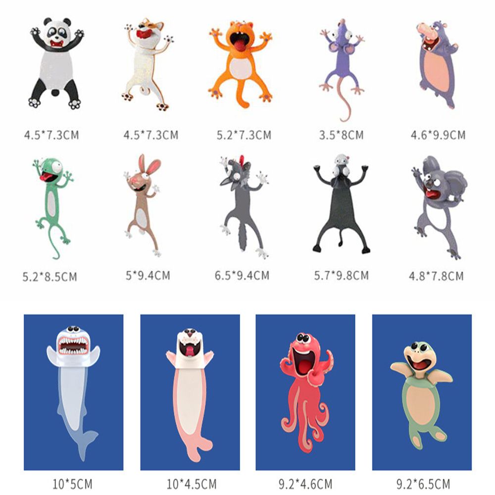 3D Animal Squished Kids Bookmarks - Various Designs