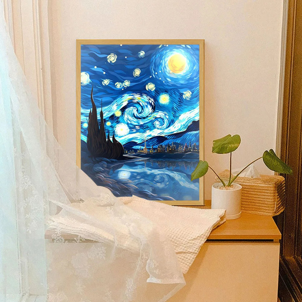 LED Van Gogh Style Artwork Shadow box - Various styles & Sizes