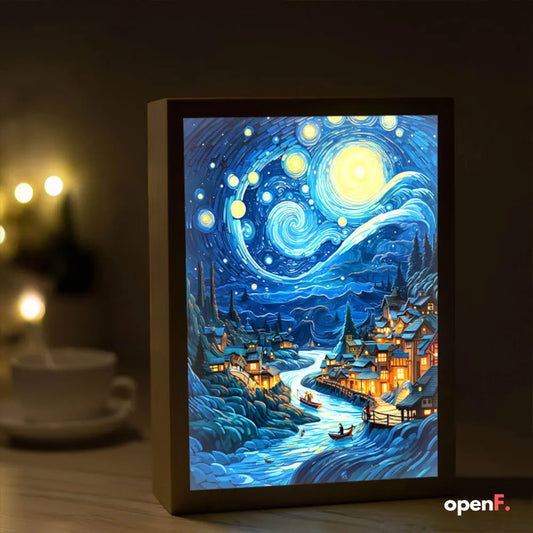 LED Van Gogh Style Artwork Shadow box - Various styles & Sizes