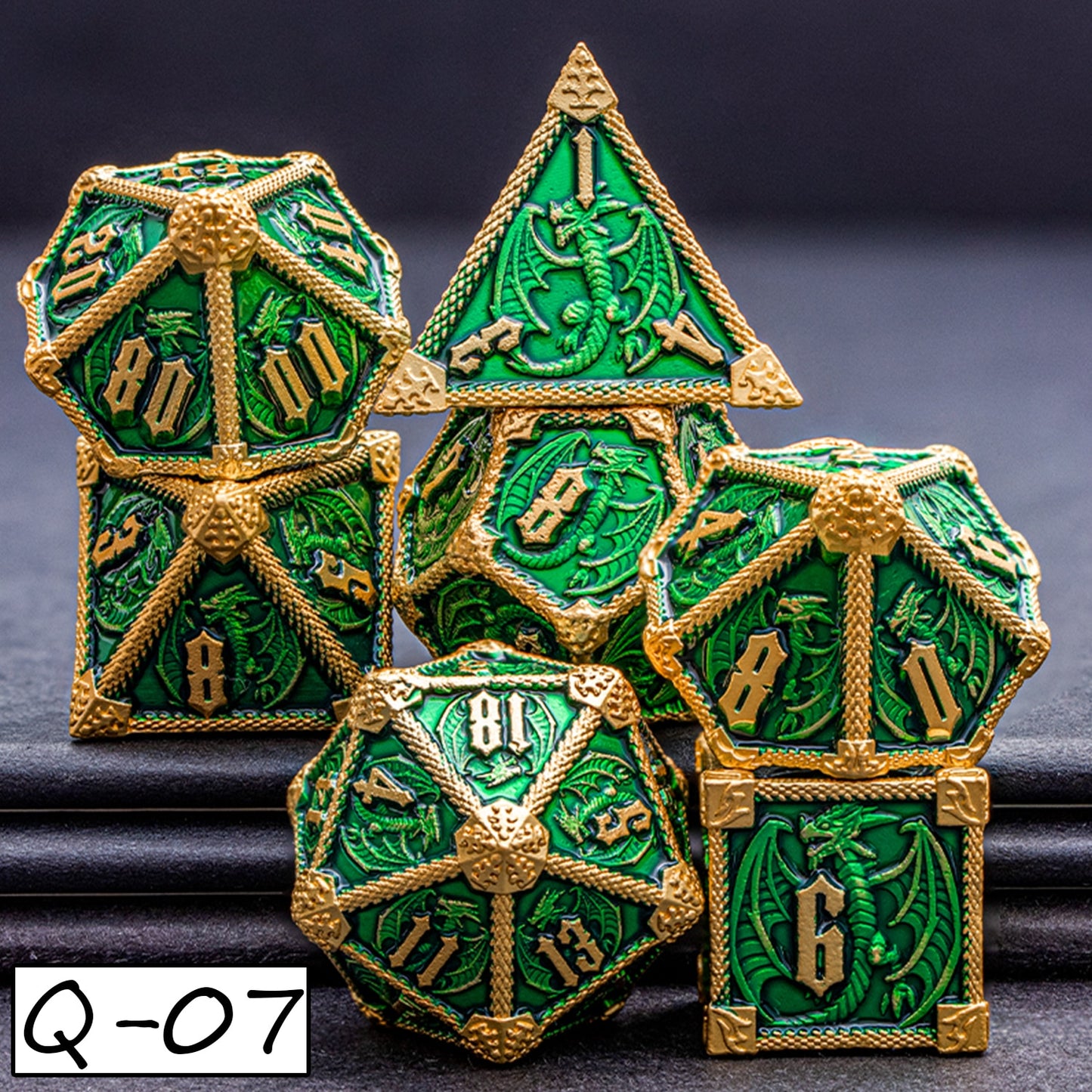 DND Dungeons & Dragons Polyhedral Metal Dragon Board Game Dice - Various Colours