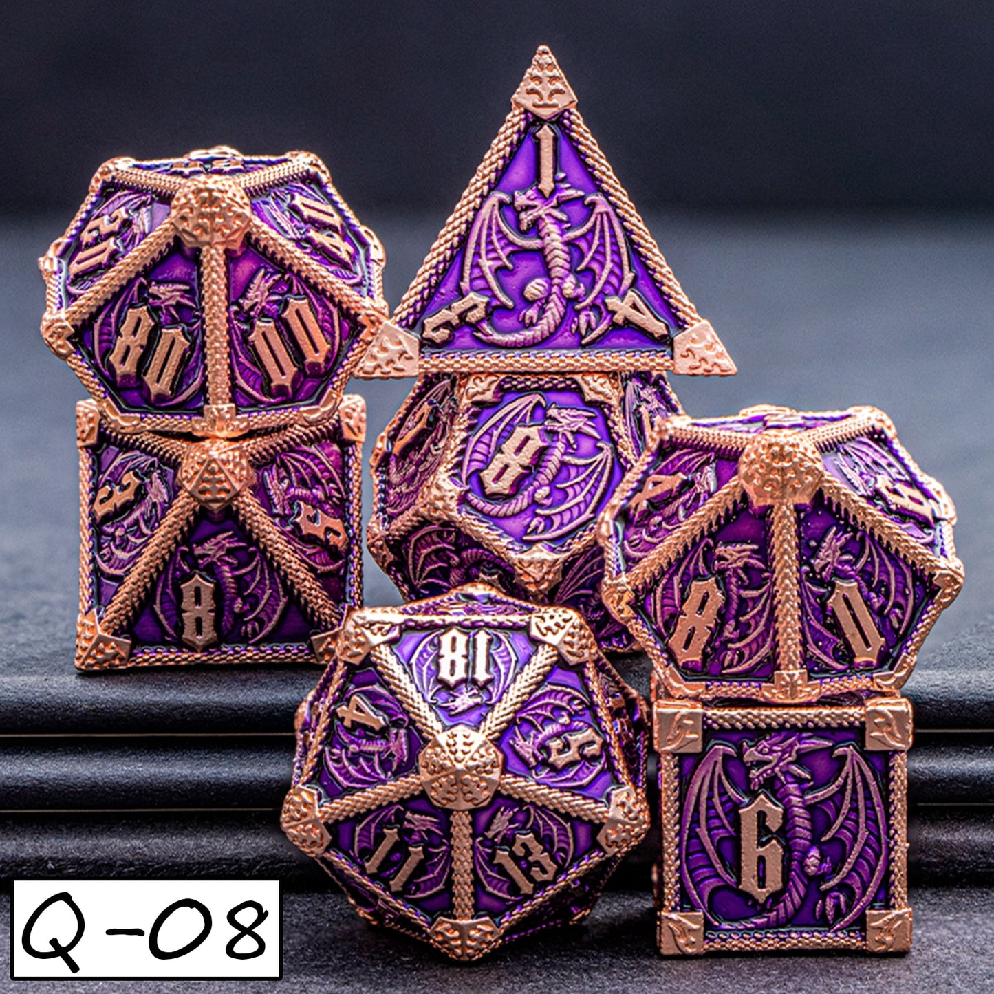 DND Dungeons & Dragons Polyhedral Metal Dragon Board Game Dice - Various Colours