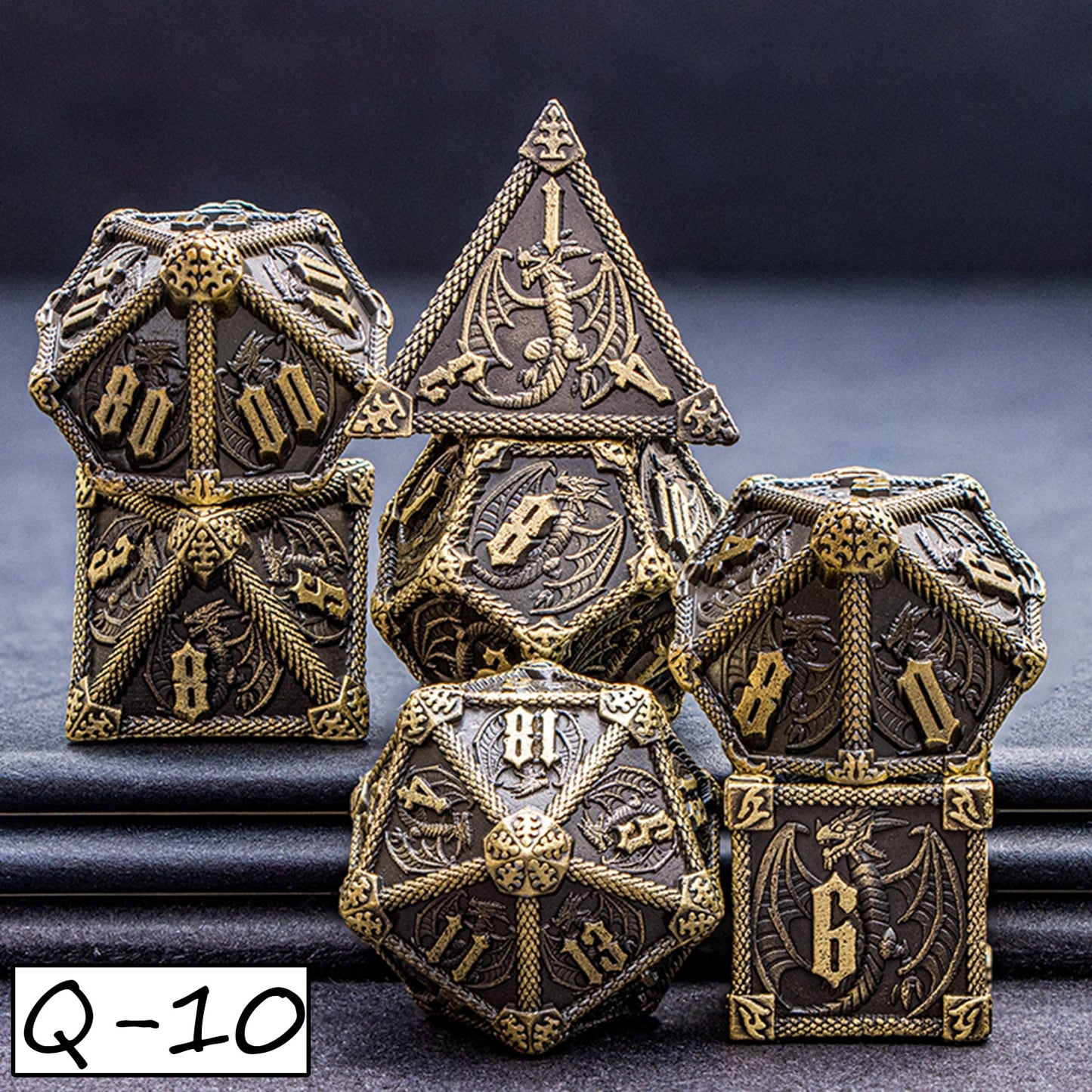 DND Dungeons & Dragons Polyhedral Metal Dragon Board Game Dice - Various Colours