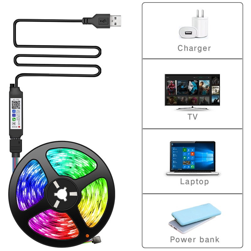 USB Led Strip Lights - Bluetooth APP Control - 0.3 to 30m