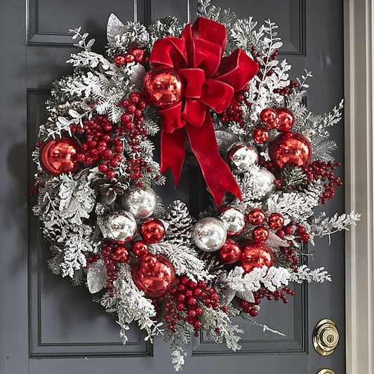 Christmas Outdoor Wreath / Garland - Red & White