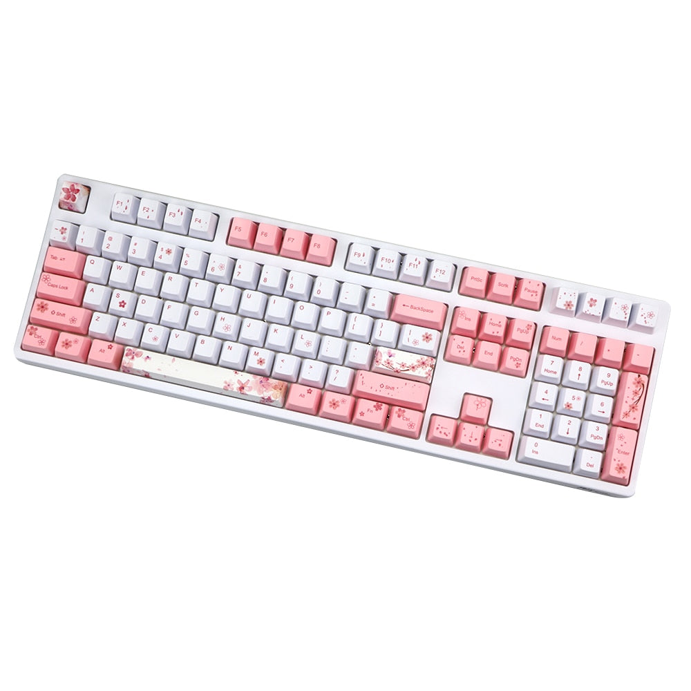 Blossom Pink & White Keyboard Keycaps - 72 or 122 Caps