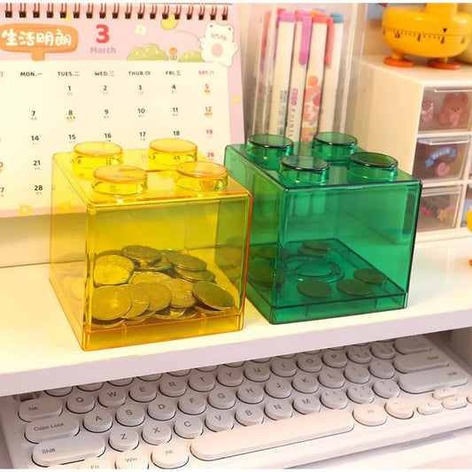 Lego Inspired - Transparent Money Box Blocks - Various Colours