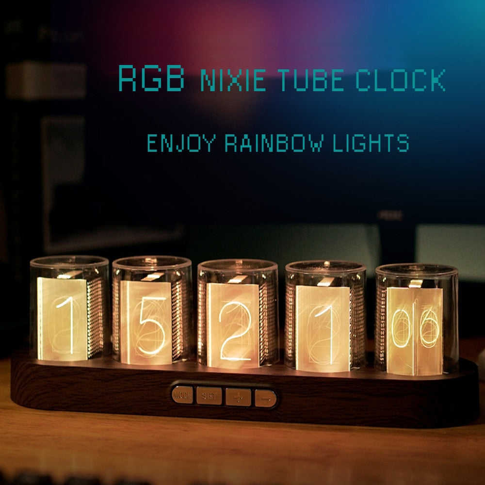 Digital Tube RGB LED Desktop Clock - Choice of Colours