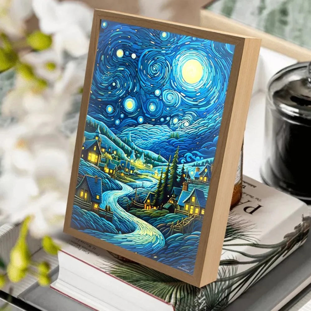 LED Van Gogh Style Artwork Shadow box - Various styles & Sizes