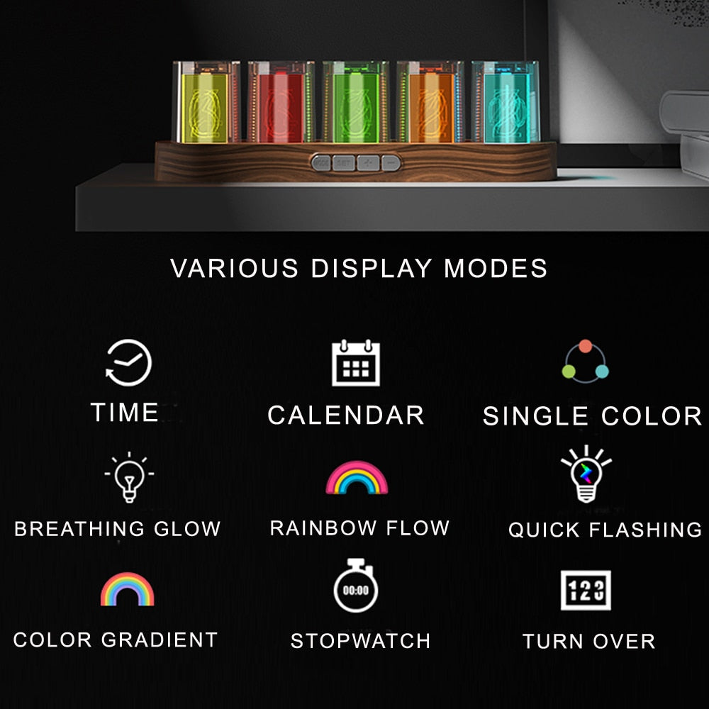 Digital Tube RGB LED Desktop Clock - Choice of Colours