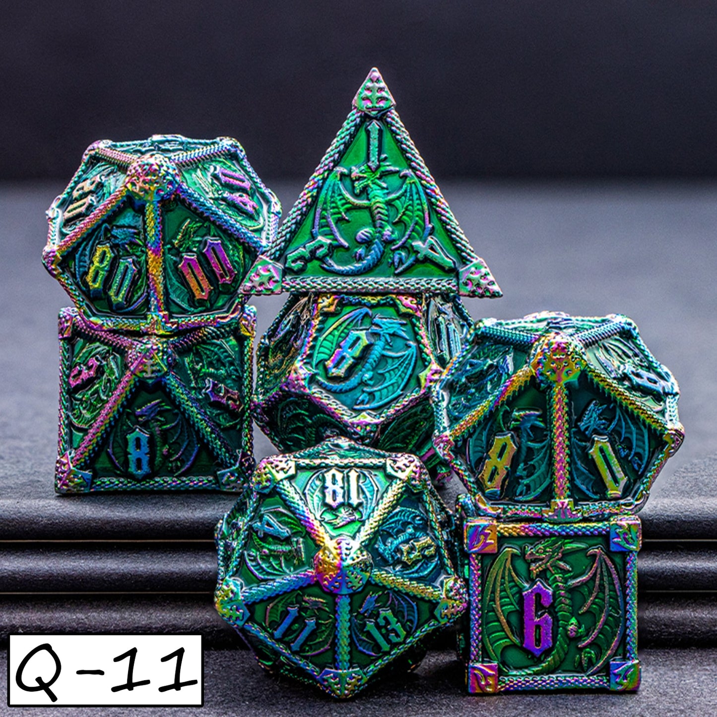 DND Dungeons & Dragons Polyhedral Metal Dragon Board Game Dice - Various Colours