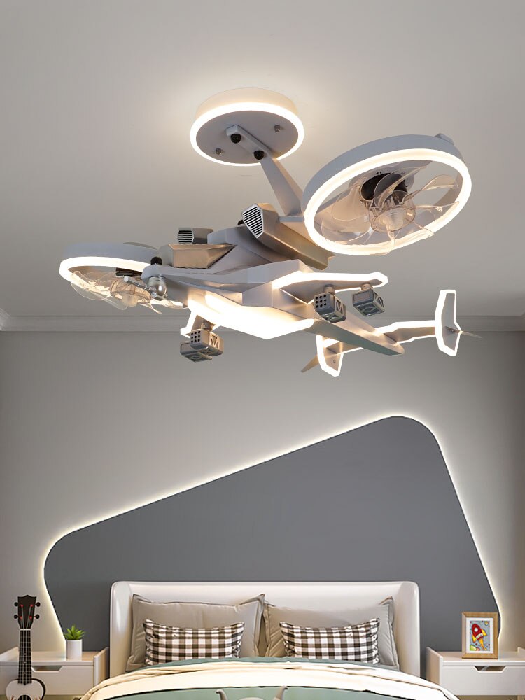 XL Children's Kids Bedroom Osprey Airplane Ceiling Light with LED & Fan