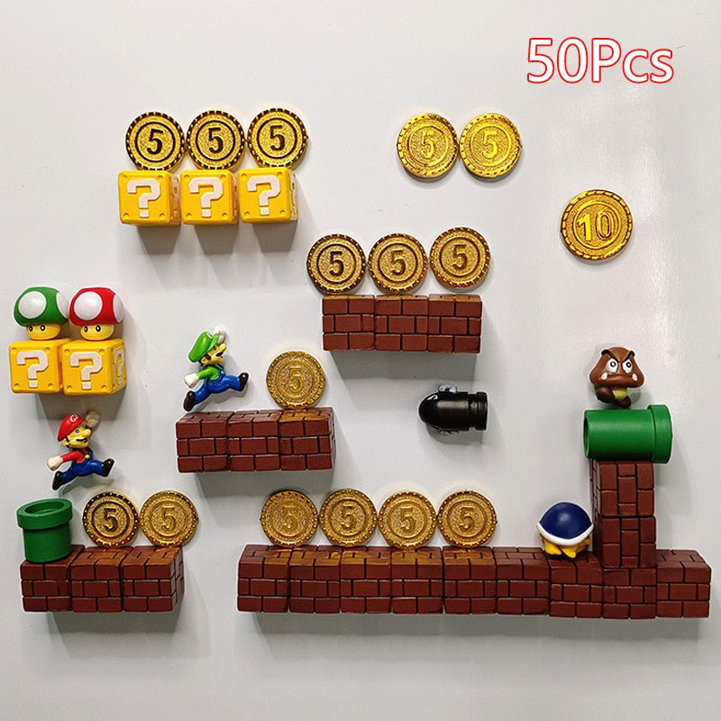 Nintendo Super Mario Magnetic Fridge Magnet Scene Set