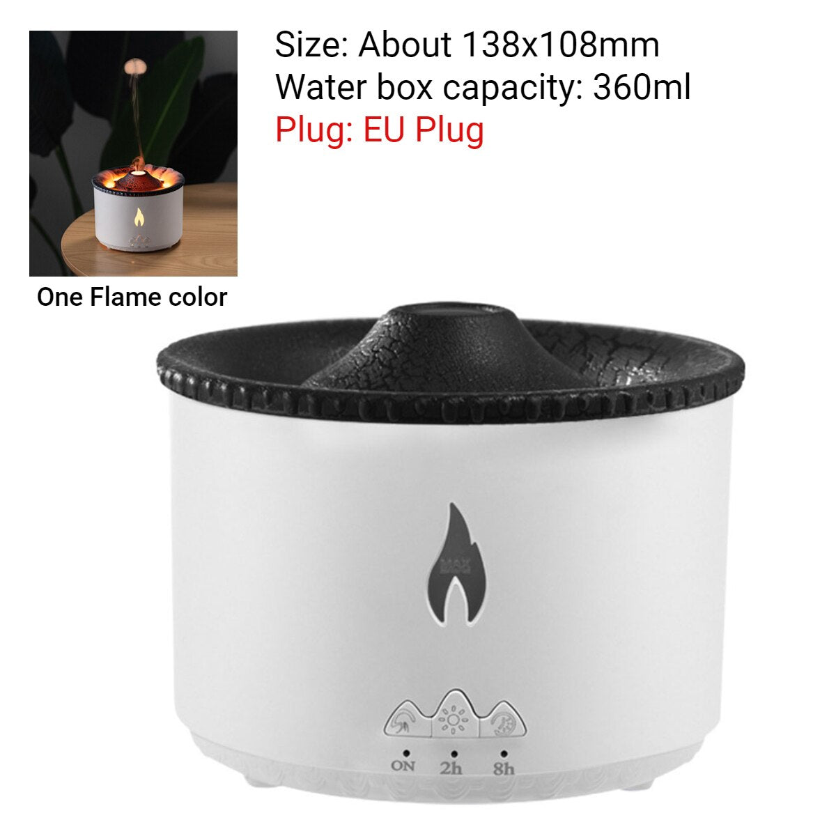 360ml Volcano Eruption Diffuser Air Humidifier with Smoke Ring