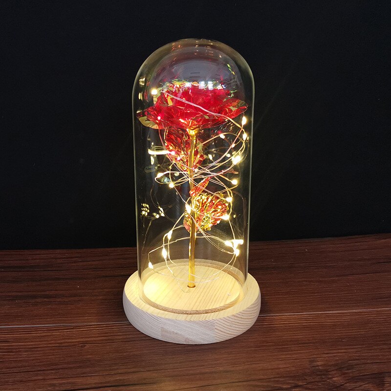 LED Foil Rose in Glass Cover - Various Styles