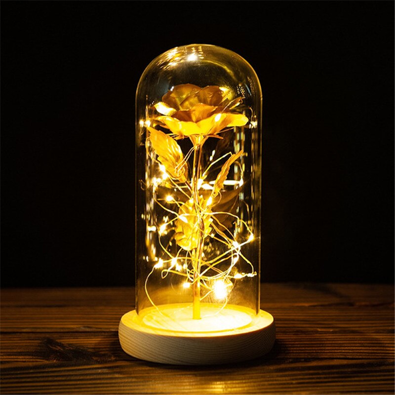 LED Foil Rose in Glass Cover - Various Styles