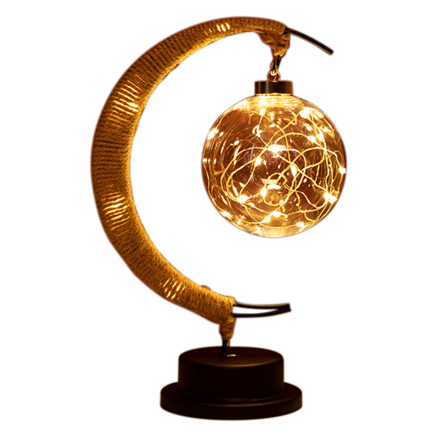 LED USB Handmade Rattan Moon Night Light Lamp