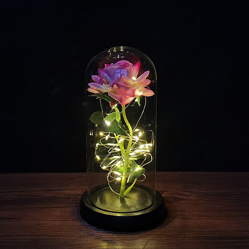 LED Foil Rose in Glass Cover - Various Styles