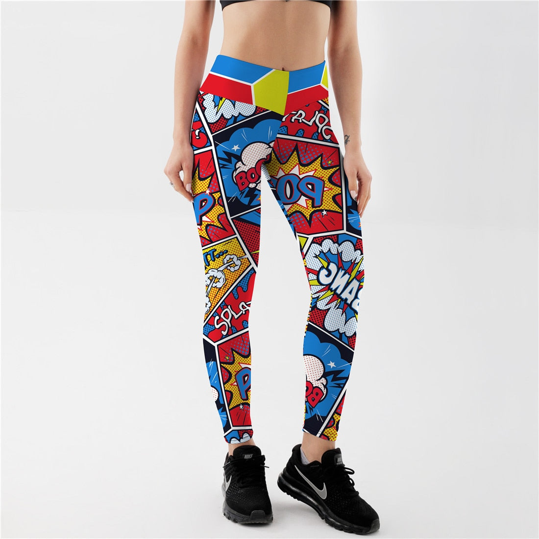 Comic Book Style Fitness Gym High Waist Leggings