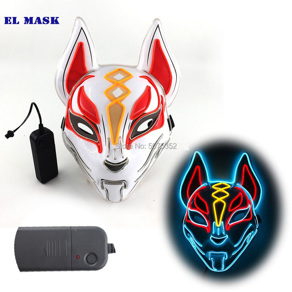 Anime Neon Fox Mask - Various Styles & Built in Options