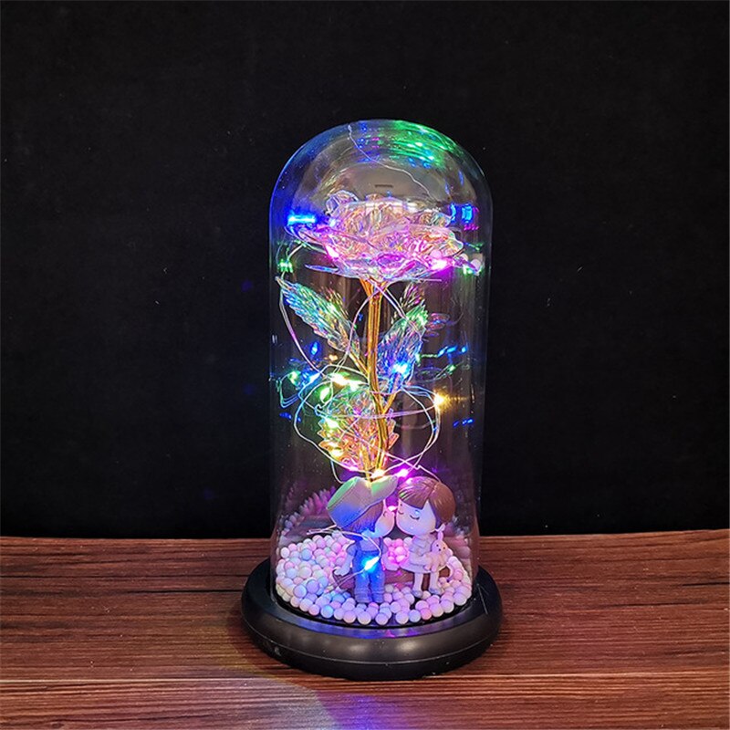 LED Foil Rose in Glass Cover - Various Styles