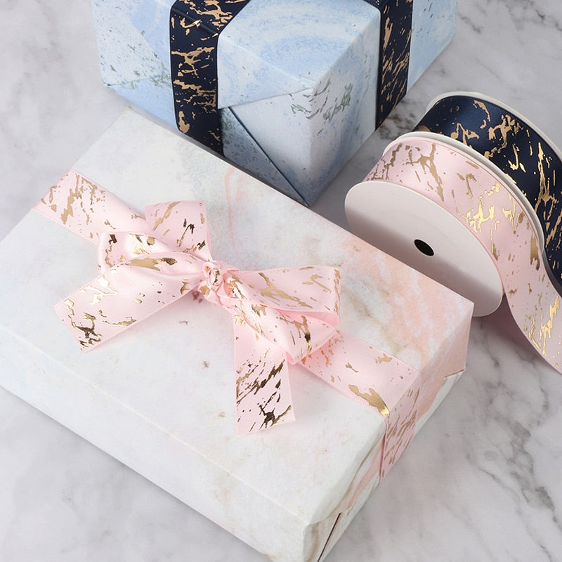 25mm Gift Ribbon Rolls - Marble Foil Effect - Various Colours