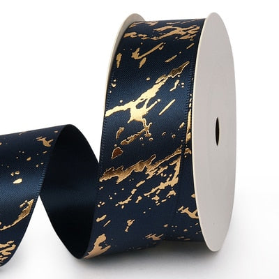 25mm Gift Ribbon Rolls - Marble Foil Effect - Various Colours