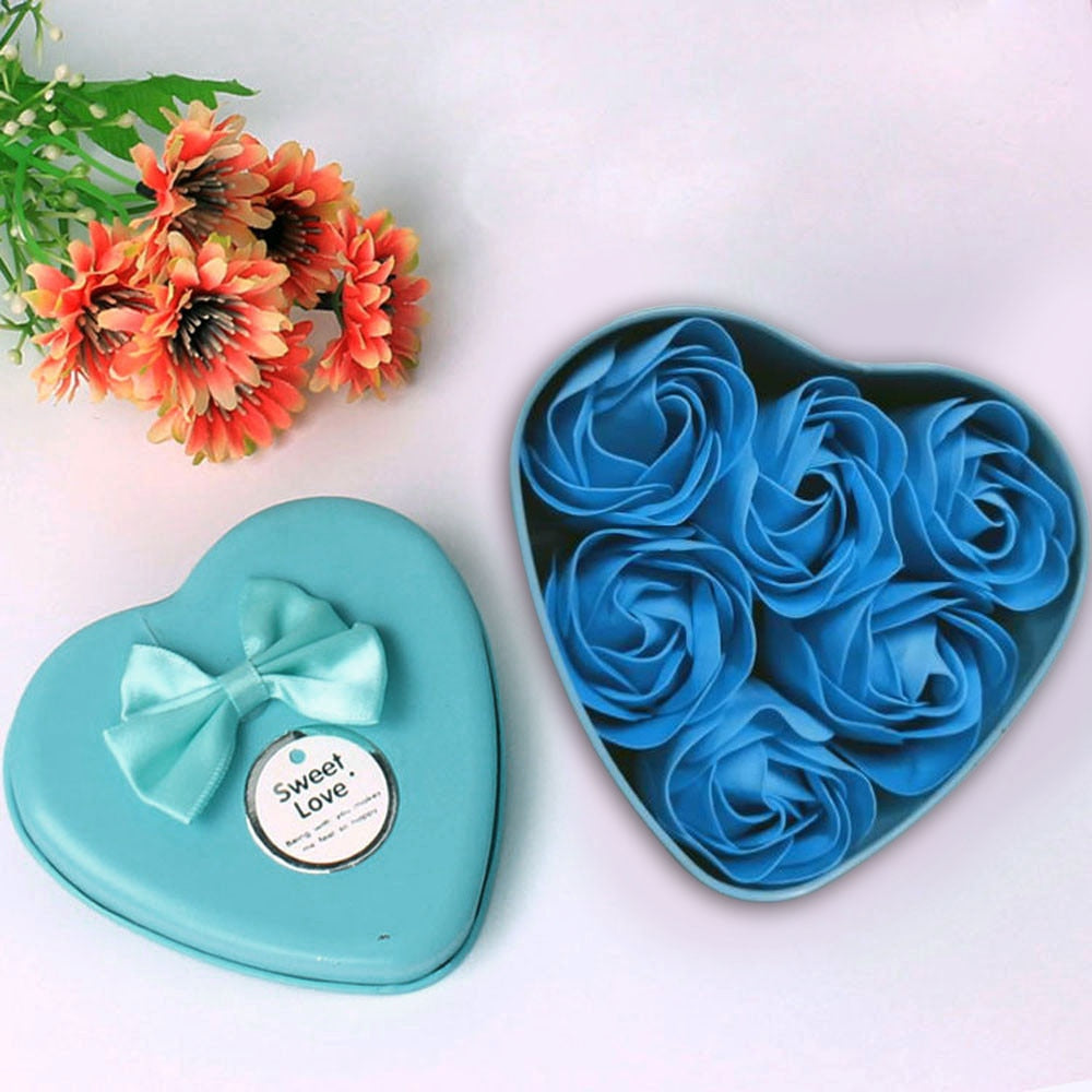 Handmade Scented Rose Flower Bath Soap Gift Set - 6 Per Box - Various Colours