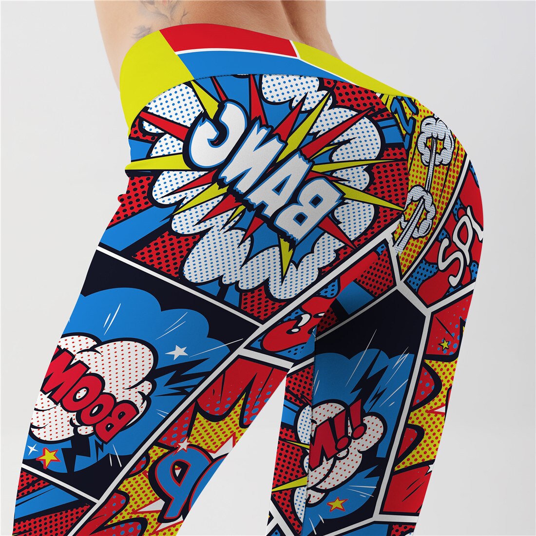 Comic Book Style Fitness Gym High Waist Leggings