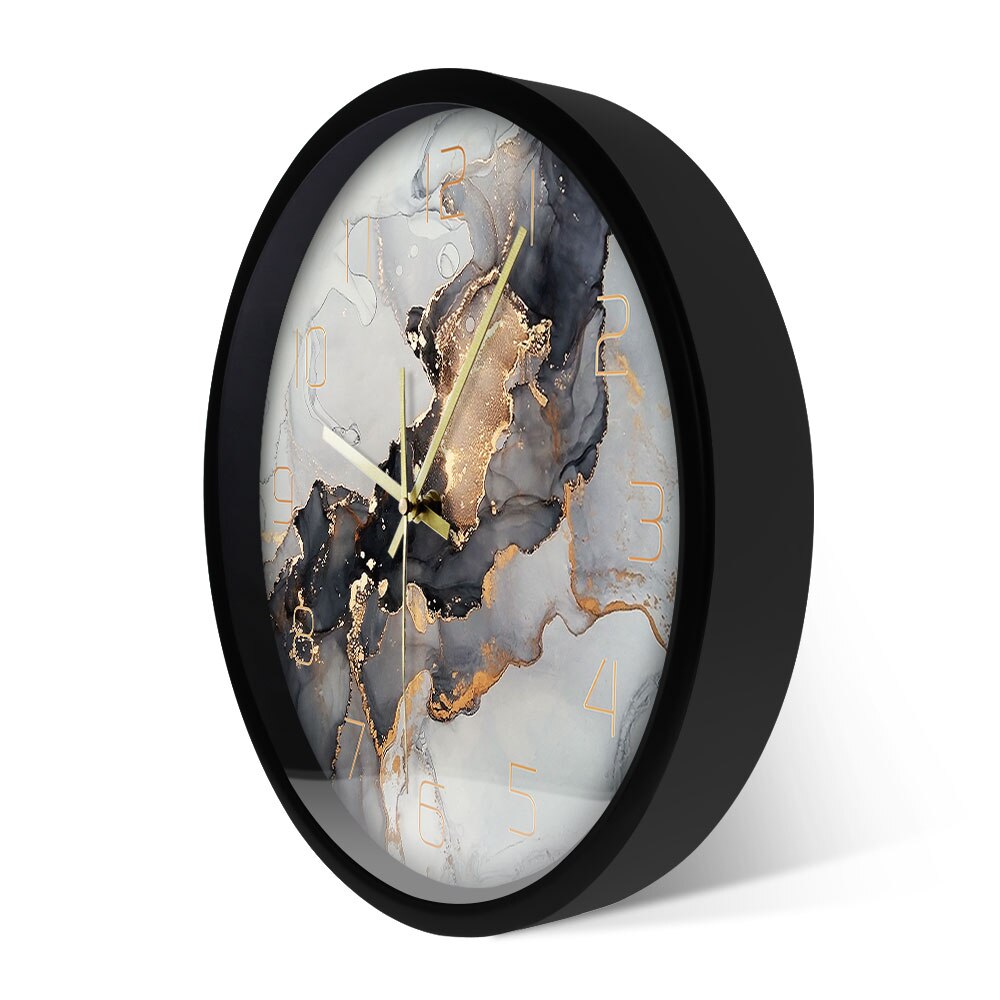 Marble Effect Wall Clock - Modern Art - Various Styles in LED Frame