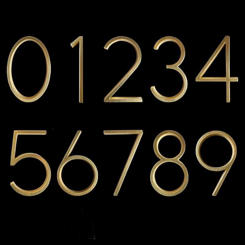 125mm Golden/Brass House Numbers - A/B/C - 0 to 9