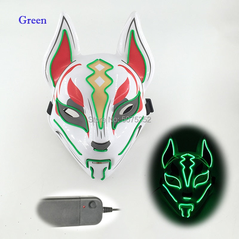 Anime Neon Fox Mask - Various Styles & Built in Options