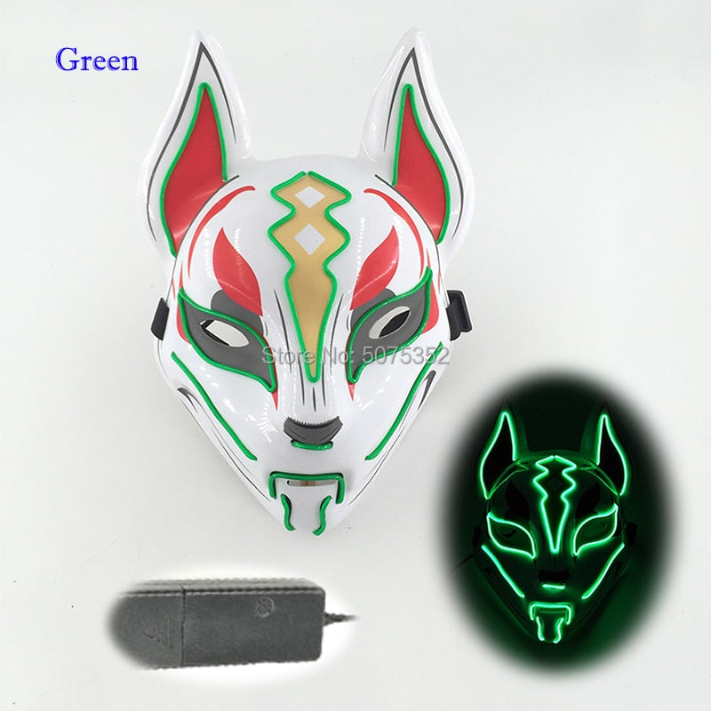 Anime Neon Fox Mask - Various Styles & Built in Options