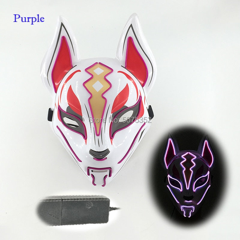 Anime Neon Fox Mask - Various Styles & Built in Options