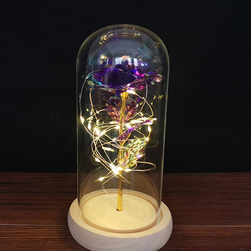 LED Foil Rose in Glass Cover - Various Styles