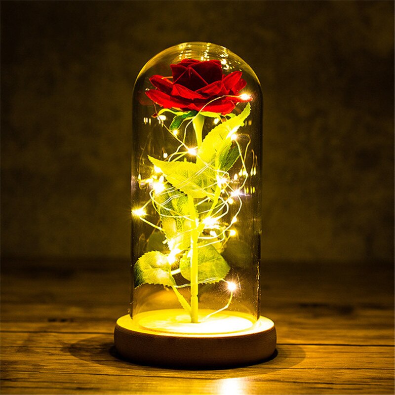 LED Foil Rose in Glass Cover - Various Styles