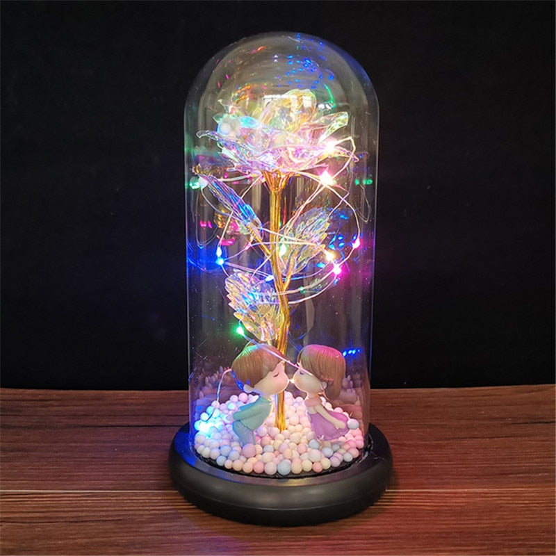 LED Foil Rose in Glass Cover - Various Styles