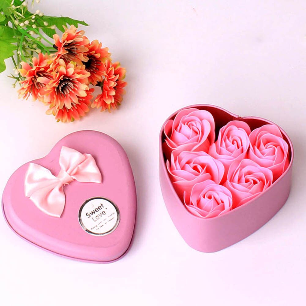 Handmade Scented Rose Flower Bath Soap Gift Set - 6 Per Box - Various Colours