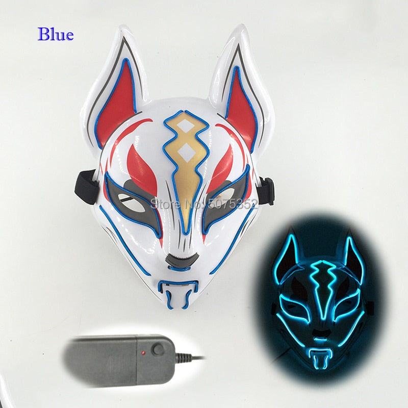 Anime Neon Fox Mask - Various Styles & Built in Options