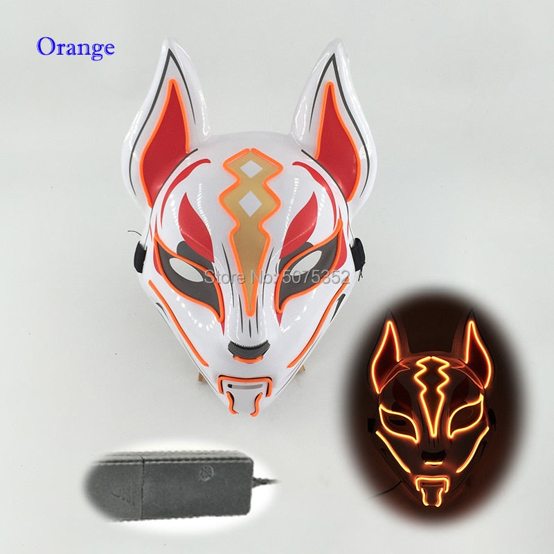 Anime Neon Fox Mask - Various Styles & Built in Options