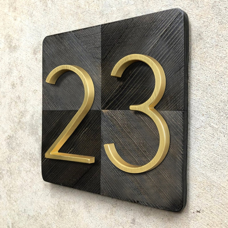 125mm Golden/Brass House Numbers - A/B/C - 0 to 9