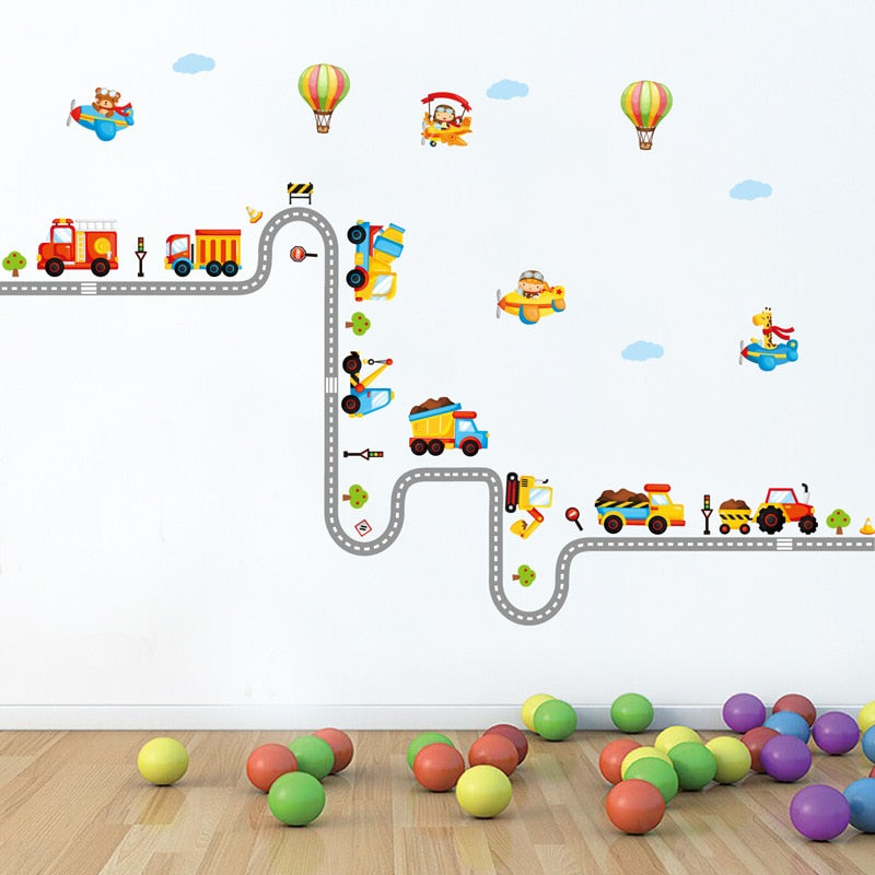 Cartoon Road Wall Sticker Pack